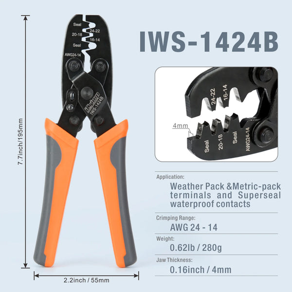 Weather Pack Sealed Connector Crimping Tool - Wire Crimper for Delphi Metri-Pack 150, 280 & Weather-Pack Terminals AWG24-14