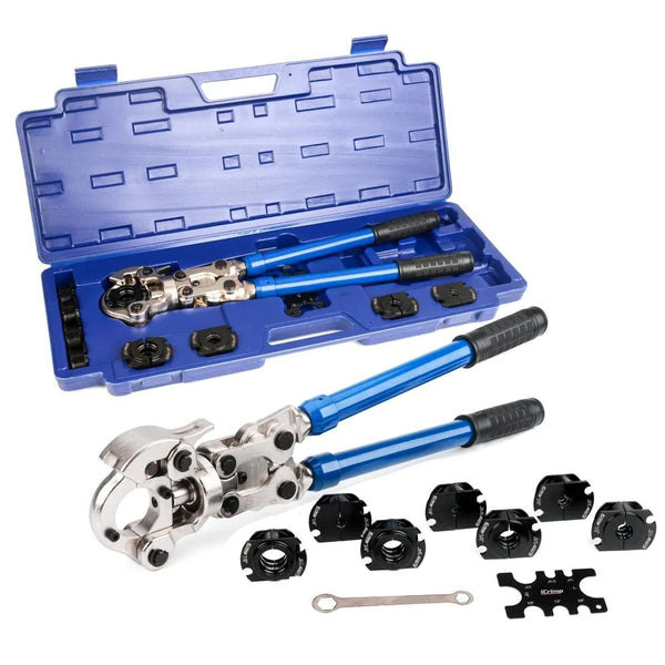 Copper Pipe Press Tool for ZOOMLOCK refrigerant and HVAC fittings with 1/4", 5/16", 3/8", 1/2", 5/8", 3/4", 7/8" interchangeable Jaws
