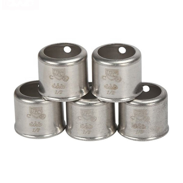 Pex 1/2" Stainless Steel Press Sleeves(100 Pack) for Brass (ASTM F1807) or Poly PPSU (ASTM F2159) Pex Fittings