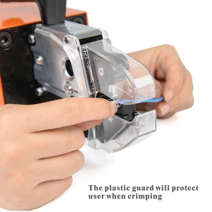The plastie guard will proteet user when crimping