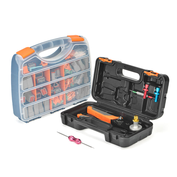 Deutsch Connectors Kit in 2,3,4,6,8,12 Pin Configurations, with Deutsch Crimper for Solid Contacts(Size 12, 16, 20)