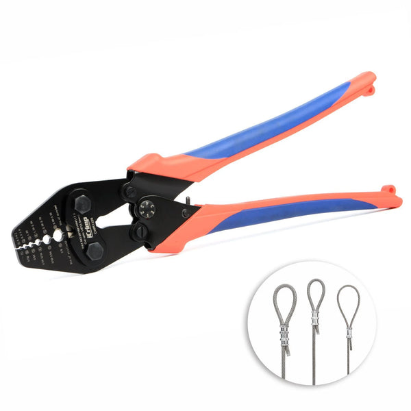 CWR1328 Wire Rope Crimping Tool with Cutting function, Swaging Tool for 1/32"-1/8" Aluminum Oval Sleeves, Wire Rope Cables