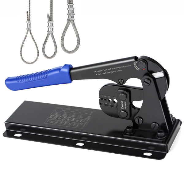 Swaging Tool for Crimping Aluminum Wire Rope End Sleeve, Duplex, Oval Sleeves, 3/64" to 1/8" (Bench Mounted Wire Rope Crimping Tool)