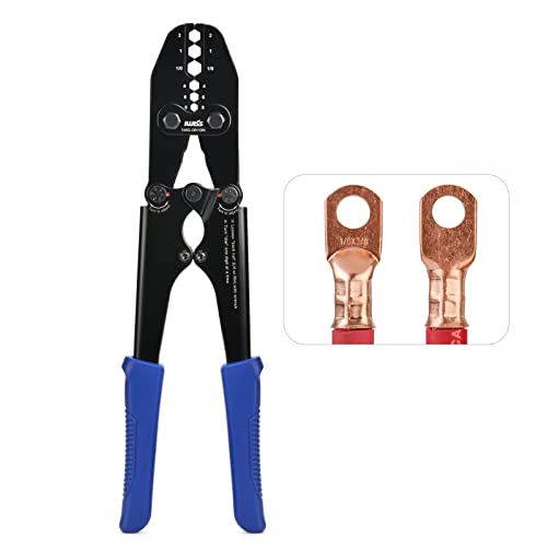 IWISS IWS-0810N Battery Cable Terminal Lug Crimping Tool for 8,6,4,2,1,1/0 AWG Electrical Copper Battery Lugs, Fixed Hexagonal Crimping Die Sets