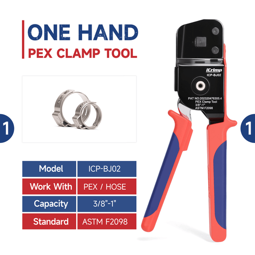 One-hand PEX clamp tool