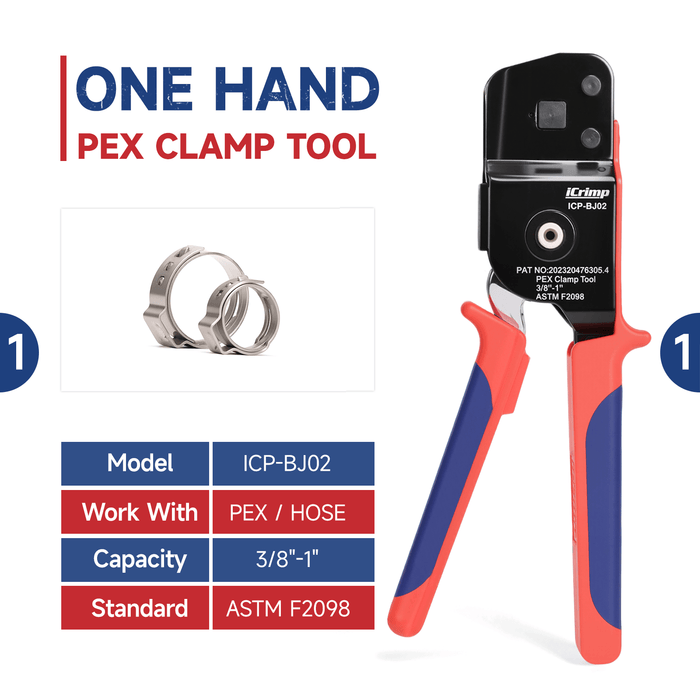 One-hand PEX clamp tool