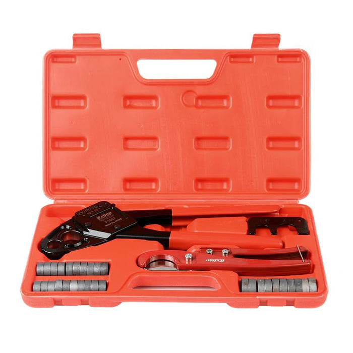 Angle PEX Crimp Tool Kit for 1/2" & 3/4" PEX Crimp Rings with PEX Cutting Tool