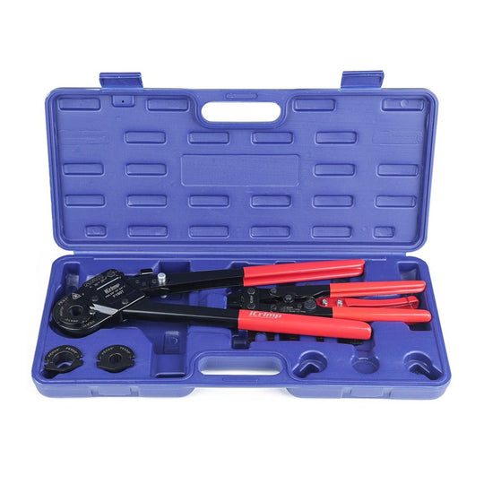 Angled Head PEX Pipe Crimping Tool Kit for 3/8,1/2,3/4,1-inch Copper Pex Crimp Rings with Removal Tool, Pipe Cutter
