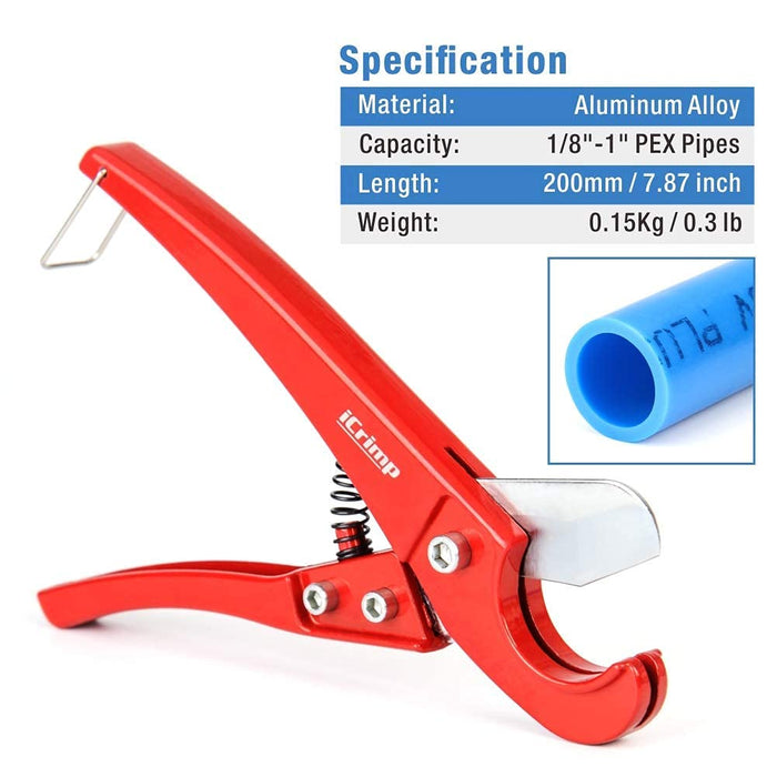 iCrimp PEX TUBING Cutter & KG-1096 F2098 Clamp Cinch Tool Kit Bundle