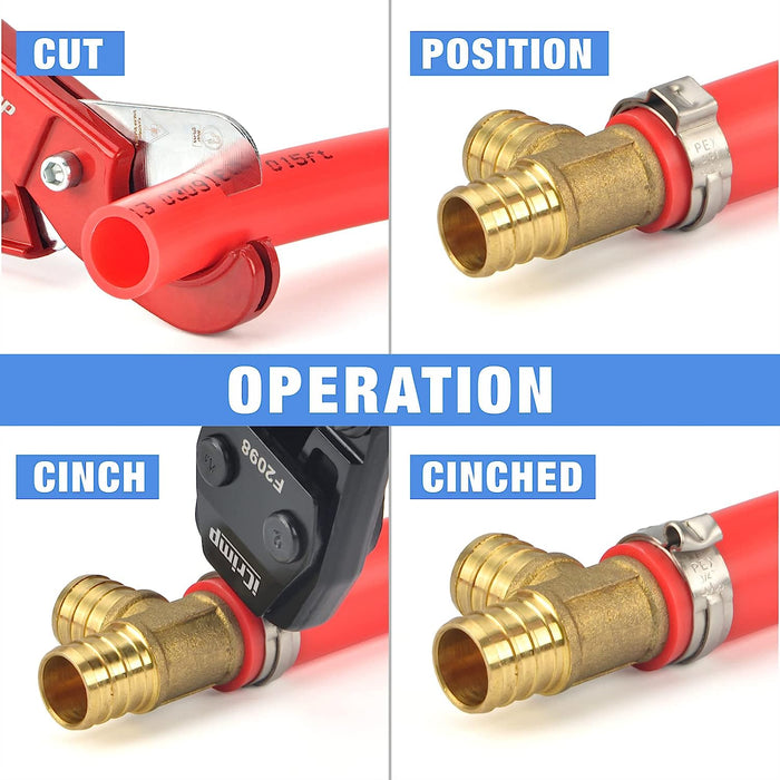 iCrimp PEX TUBING Cutter & KG-1096 F2098 Clamp Cinch Tool Kit Bundle