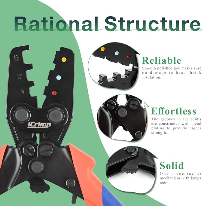 iCrimp Handy Ratchet Wire Crimping Tool, for AWG22-10 Heat Shrink Connectors