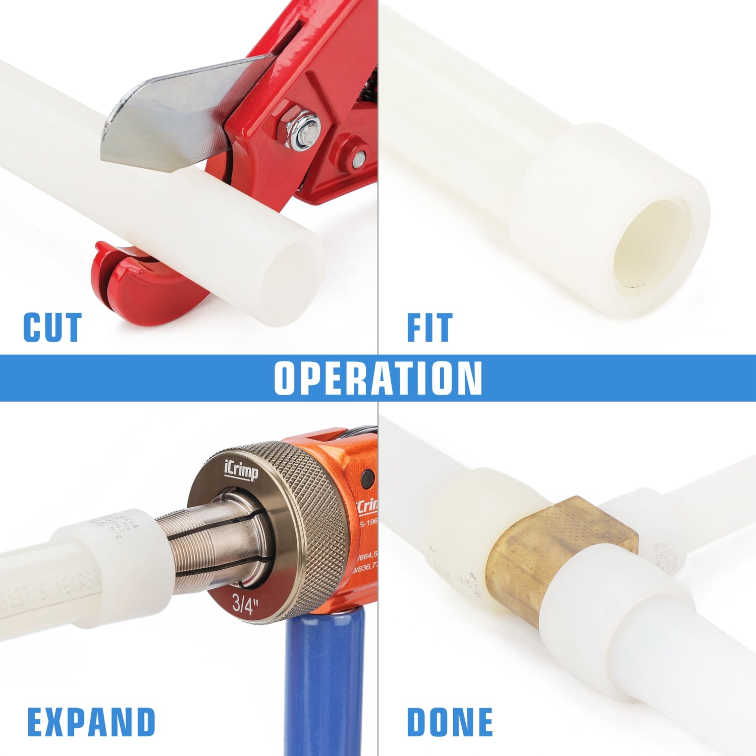 Happy19star PEX Expander Tool Kit With 1/2, 3/4, And 1 Inch Expansion Heads + Hard Case