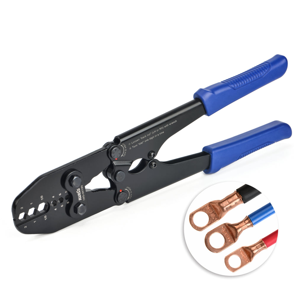 ICrimp Battery Cable Lug Crimping Tool Kit, Adjustable 6-50mm² With Wire Stripper And Cutter, Crimper Set For Electricians And Heavy Connections
