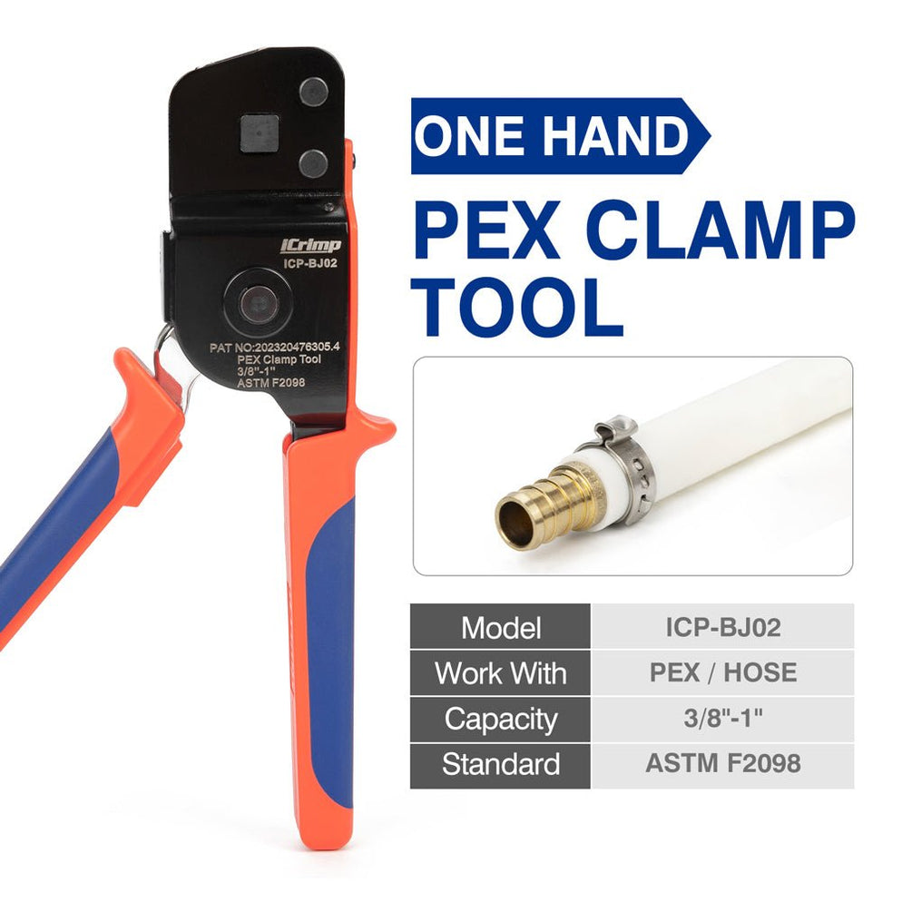 PEX Clamp Tool for 3/8,1/2,3/4,1-in Stainless Steel Clamps — iCrimp Tools