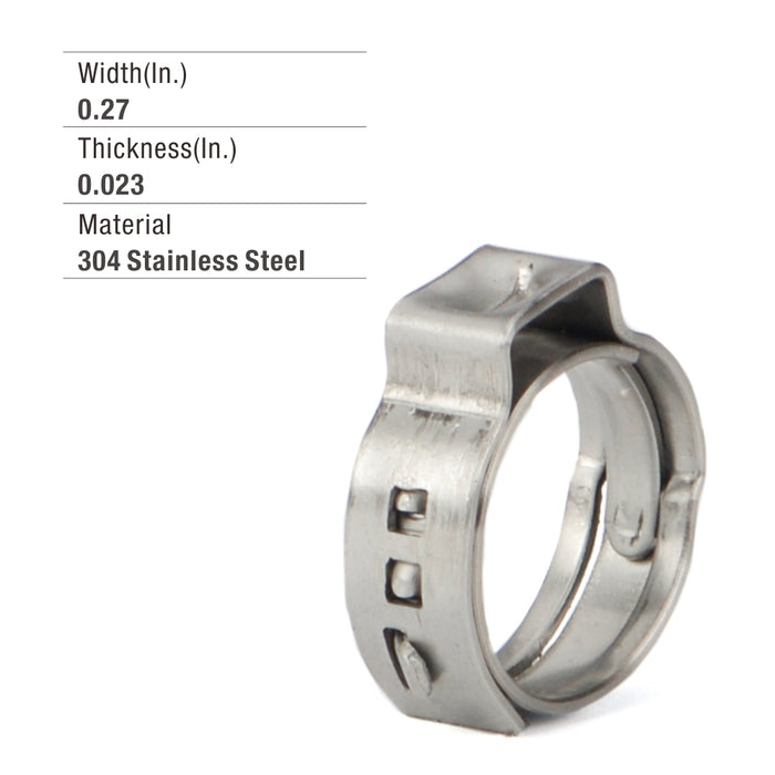 1/2-inch PEX Stainless Steel Clamp Cinch Rings 100 Pack — iCrimp Tools