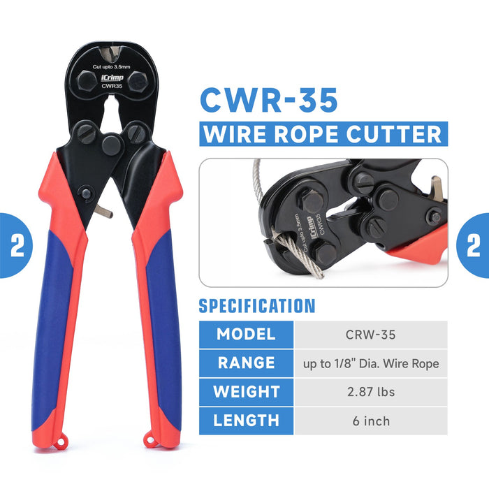 Wire Rope Crimper Kit with Cutter and Aluminum Loop Sleeves — iCrimp Tools