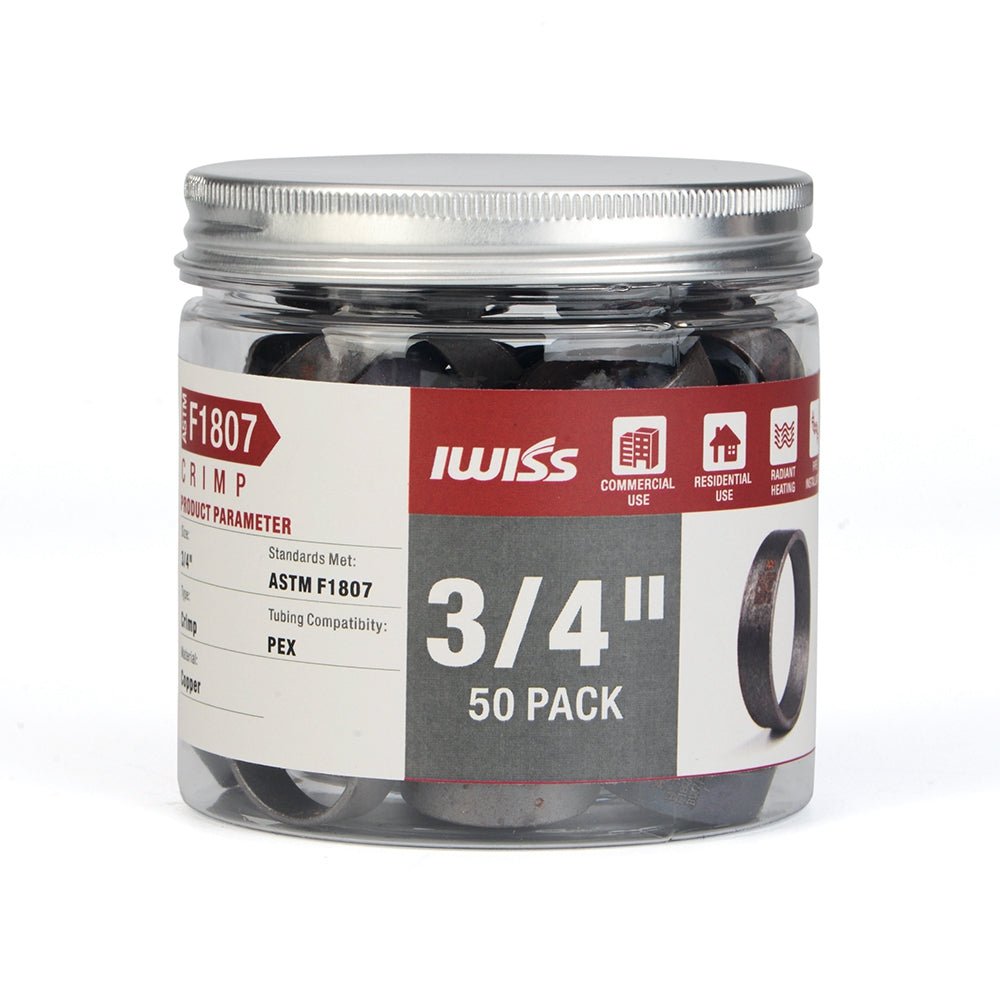 1/2-inch PEX Pipe Crimp Copper Rings, F1807 Standard-100pcs