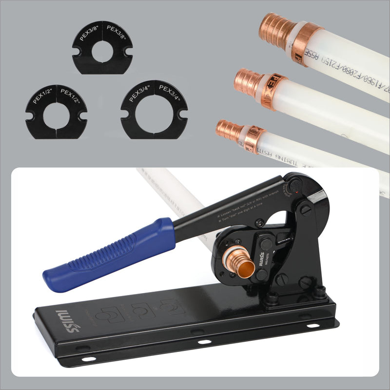 Bench Mount Crimping Tool for 3/8 in, 1/2 in, 3/4 in, 1 in PEX Copper Ring