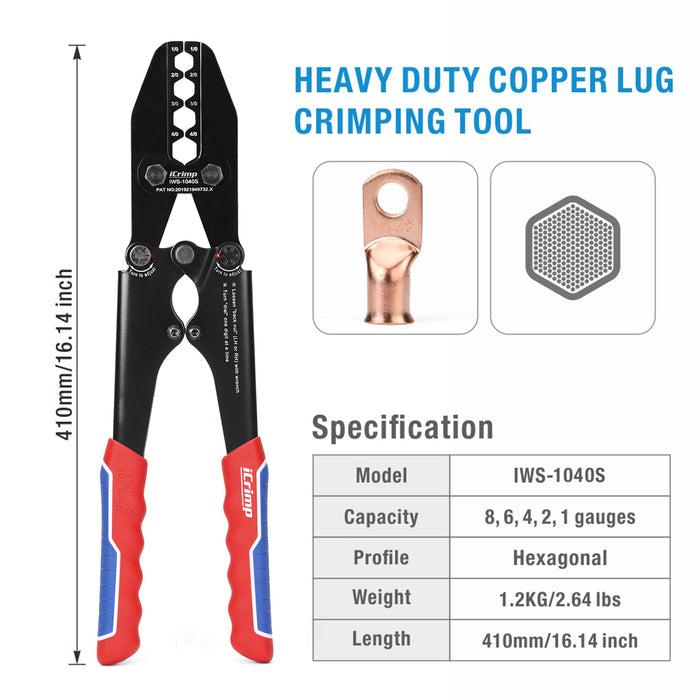 Heavy-duty copper lug crimping tool 