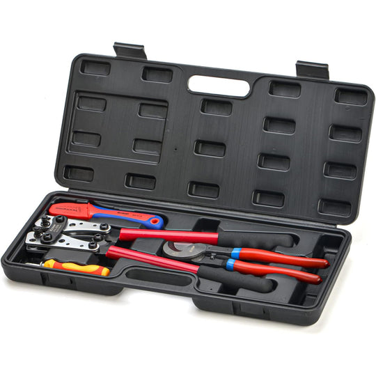 KIT-50B Battery Cable Terminal Crimper Kit for 6-50mm² Battery Cable Lugs, with Cable Cutter, Cable Stripper