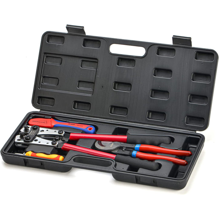 iCrimp Battery Cable Terminal Crimper Kit for Crimping 6-50mm² Battery Cable Lugs, c/w Cable Cutter, Cable Stripping Knife