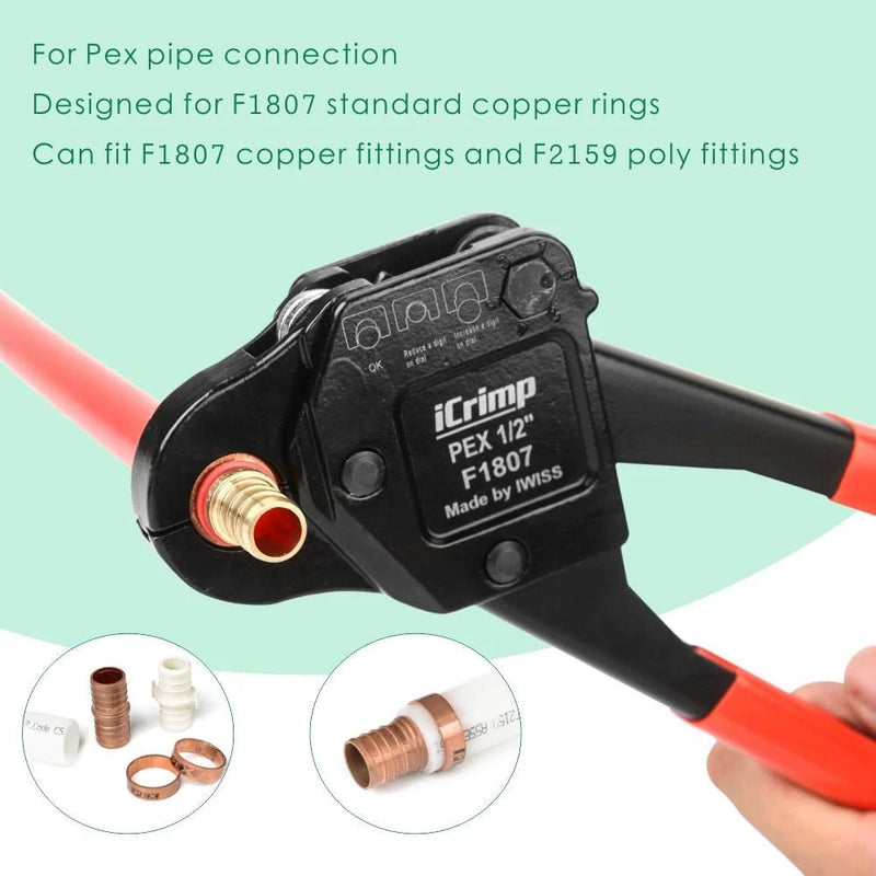 PEX Pipe Crimping Tool, Used for 1/2-inch Copper Crimp Ring