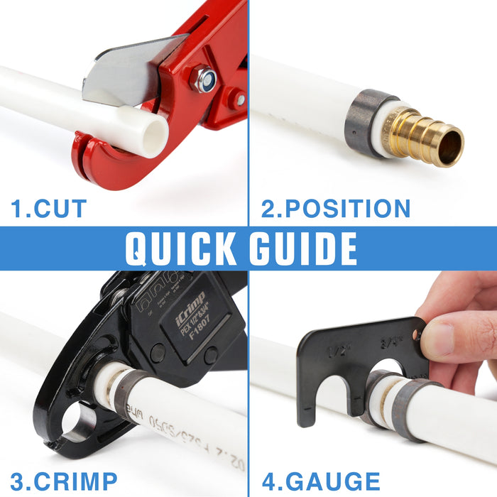KF CPTEC 1/2 & 3/4 PEX Crimping Tool Set with Go/No-Go Gauge KF CPTEC 1/2 & 3/4 PEX Crimping Tool Set with Go/No-Go Gauge
