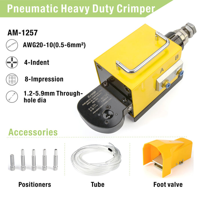 AM-1257 Pneumatic Crimping Machine for Solid Contacts and Heavy Duty Contacts AWG20-10