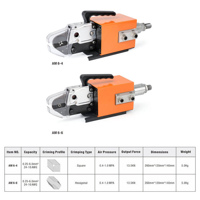 iCrimp AM 6-4/6-6 Pneumatic Crimper for End Sleeves 24-10AWG, Wire Terminals Crimper Machine
