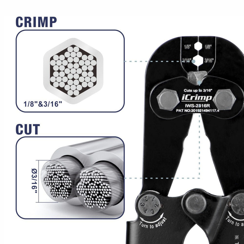 Threaded Wire Rope Crimp Wire Rope Swager — iCrimp Tools