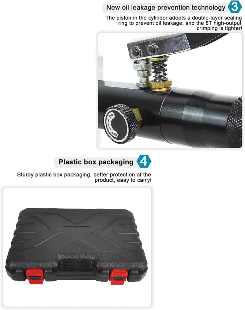Hydraulic A/C Hose Crimper Kit with Snap-On 7 Dies for Car A/C Fittings, Air Conditioning Hose Repair