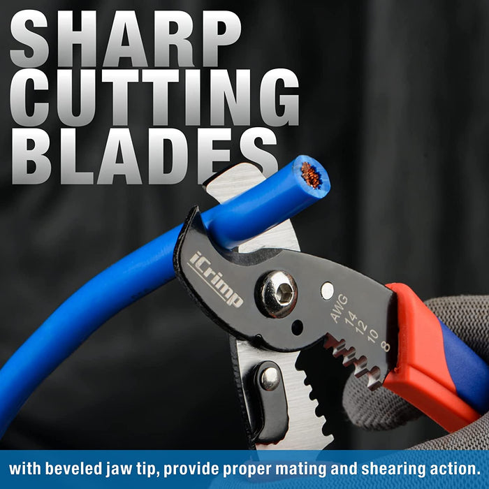 Sharp Cuting ICP-065 Multi-functional Wire Stripper AWG14-8 & Cable Cutter AWG14-4 ...