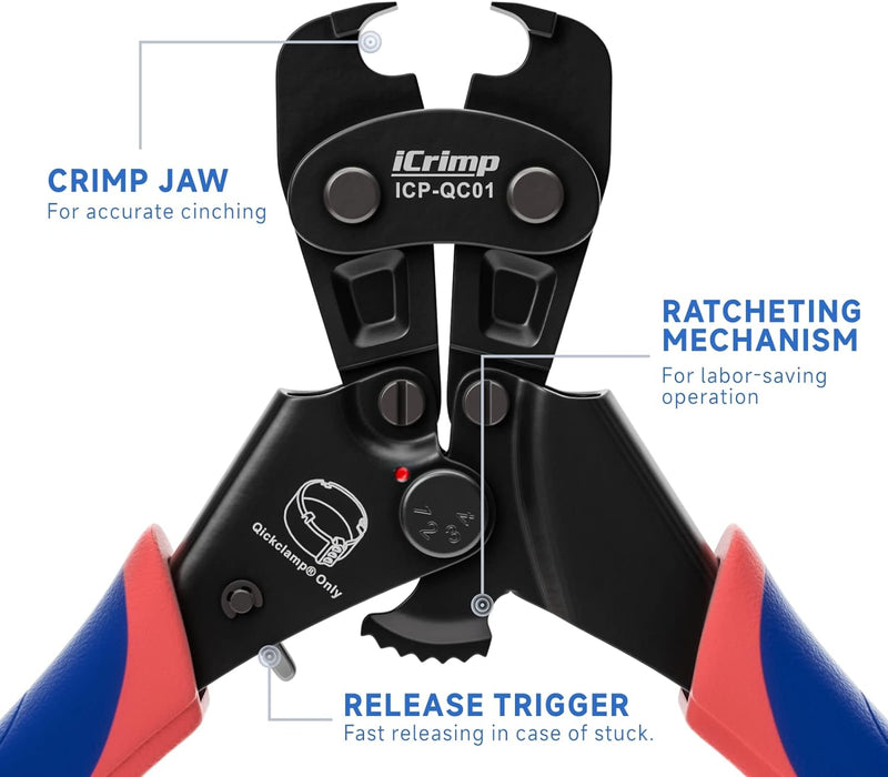 Qickclamp Crimping Tool for 1/2'', 3/4'', 1'' Crimp Rings — iCrimp Tools
