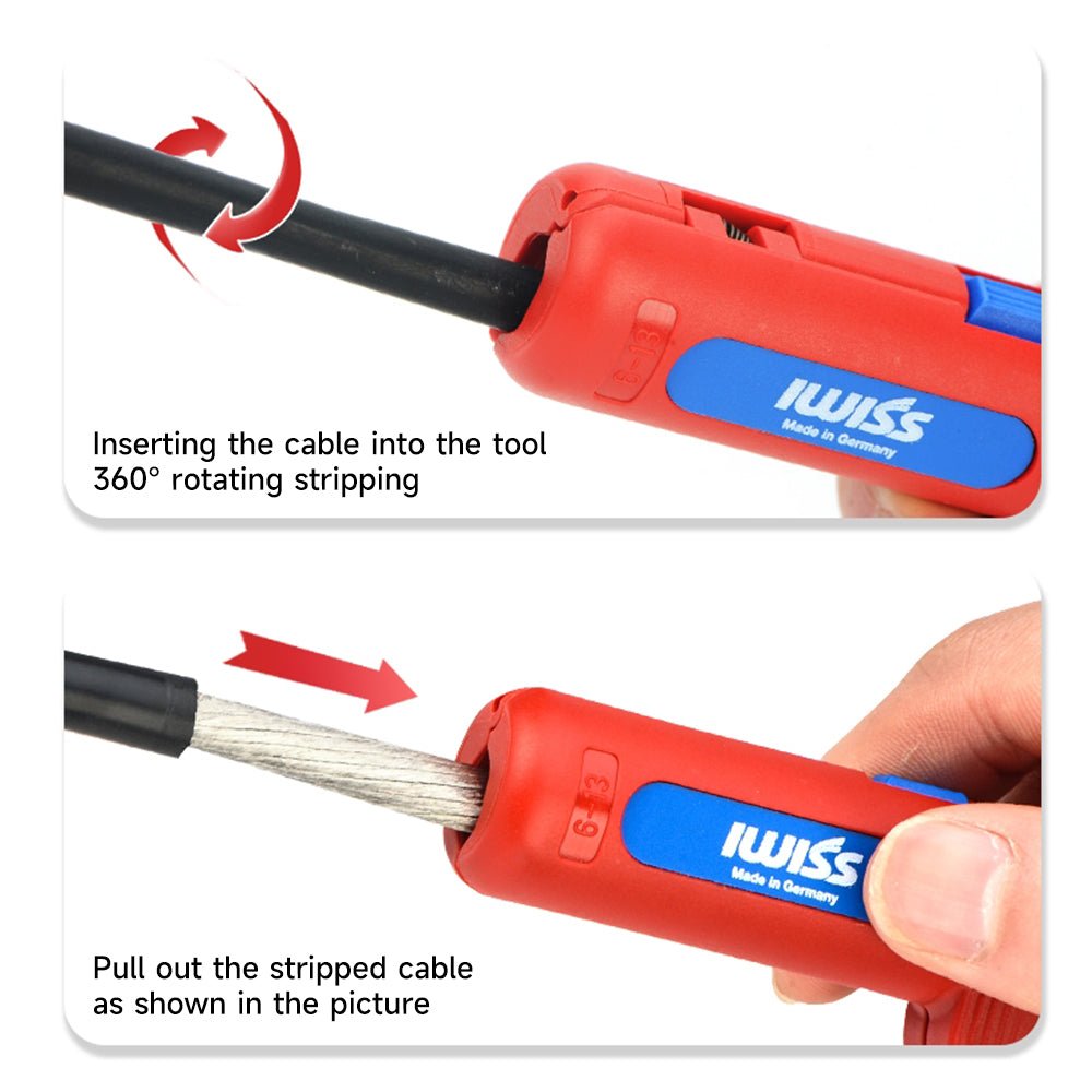 IWISS IWE-13 round cable stripper for 6–13 mm cables