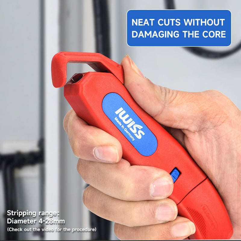 IWISS IWE-428 adjustable cable knife with integrated wire stripper