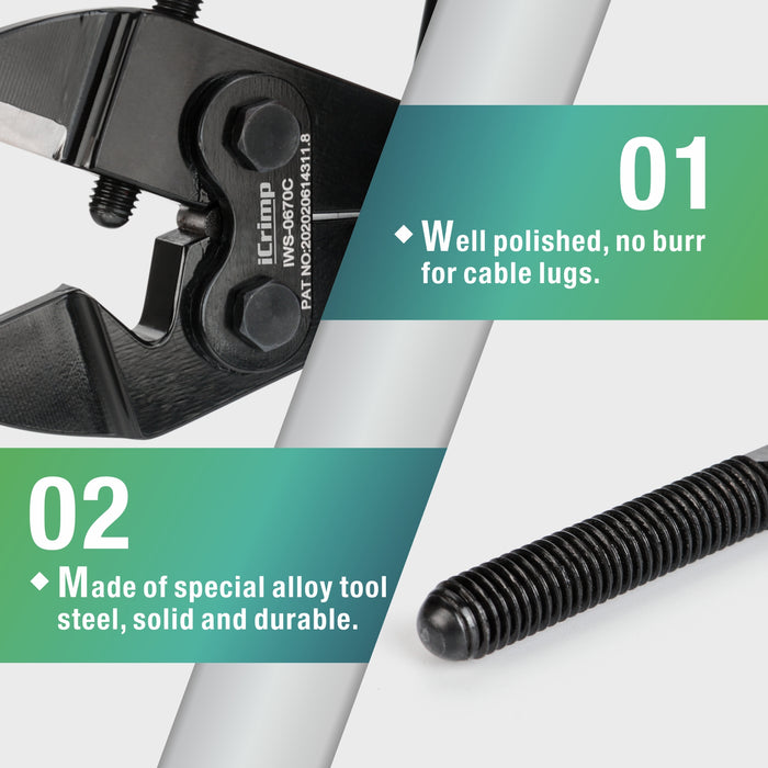 Characteristics of IWS-0670C Punch Type Battery Lug Crimping Tool