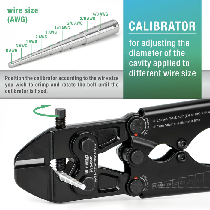 Calibrator for adjusting the diameter 