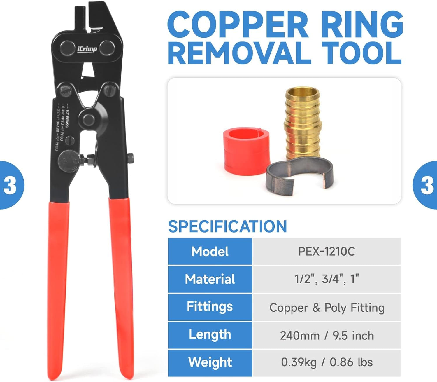 PEX Crimping Tool Kit with Tubing Cutter, Ring Removal Tool — iCrimp Tools
