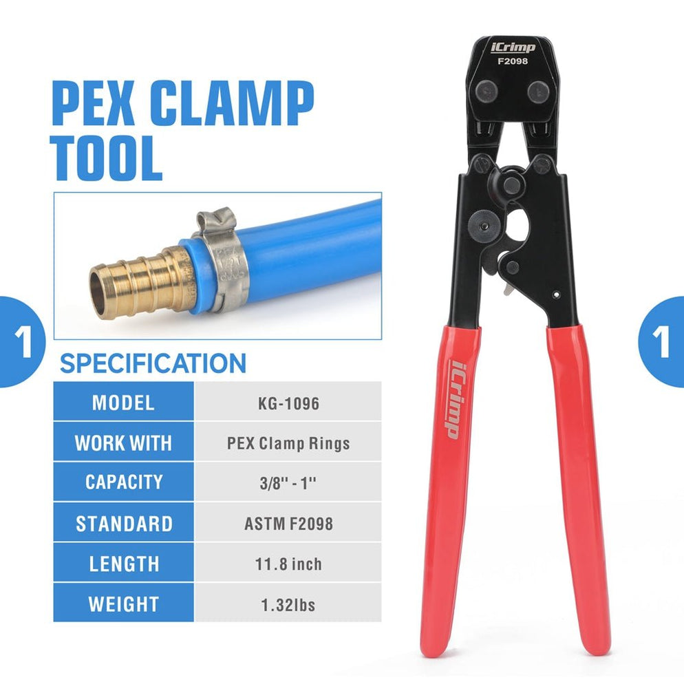 PEX Clamp Tool Kit with Stainless Steel Clamps, PEX Brass Fittings ...