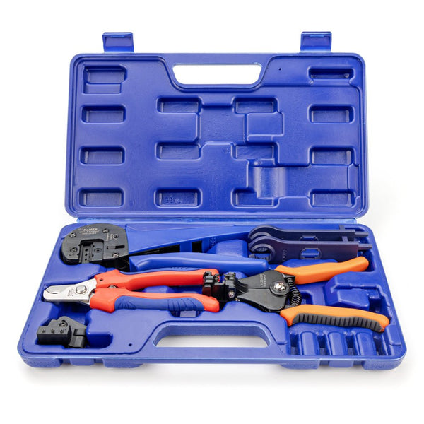Solar Crimping Tool Kit for Solar Panel Installation with Solar Crimper, Wire Cutter, Wire Stripper and Solar Spanners