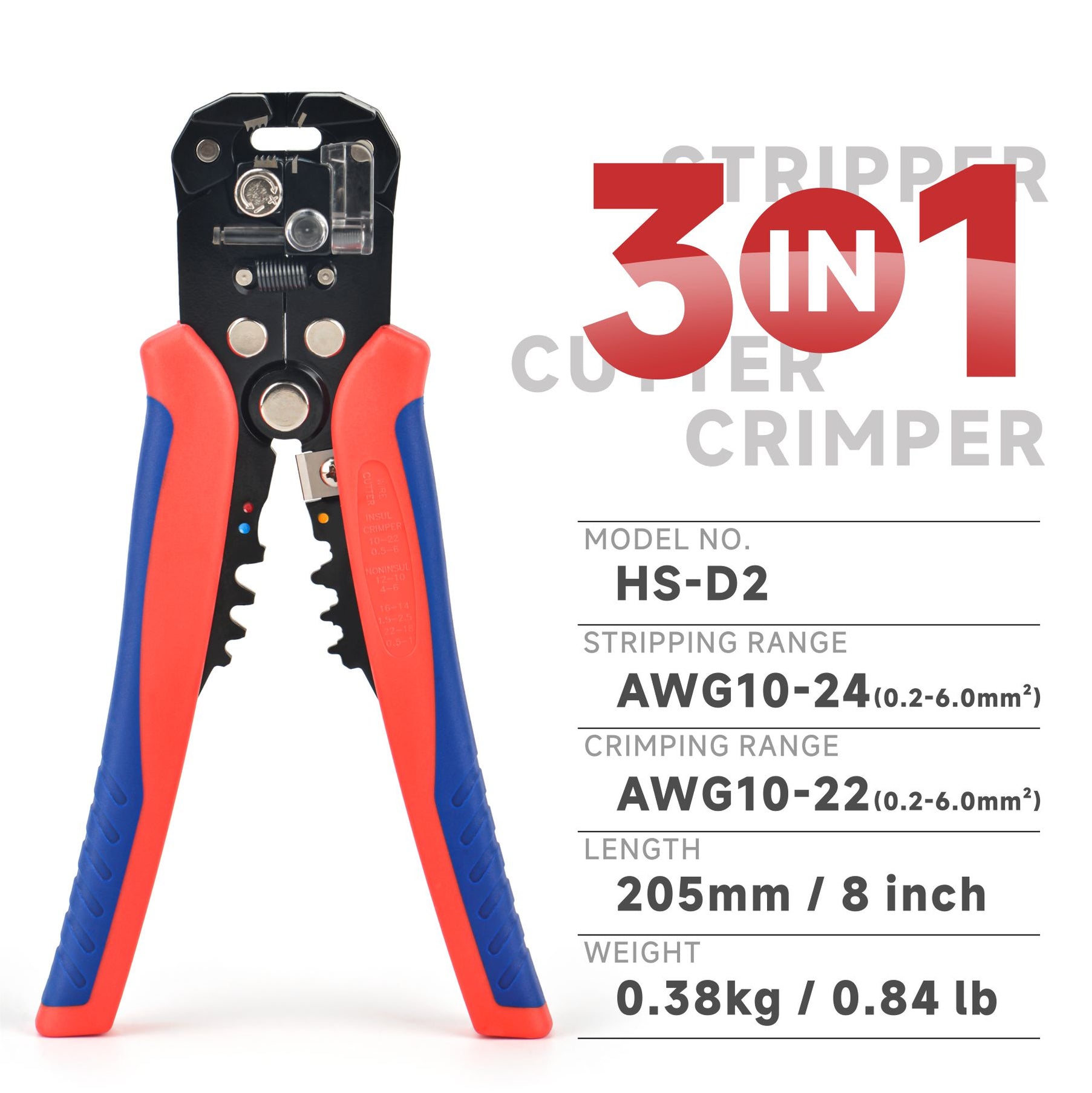 HS-D2 Automatic Electric Wire Cable Stripper, Cutting Plier — iCrimp Tools