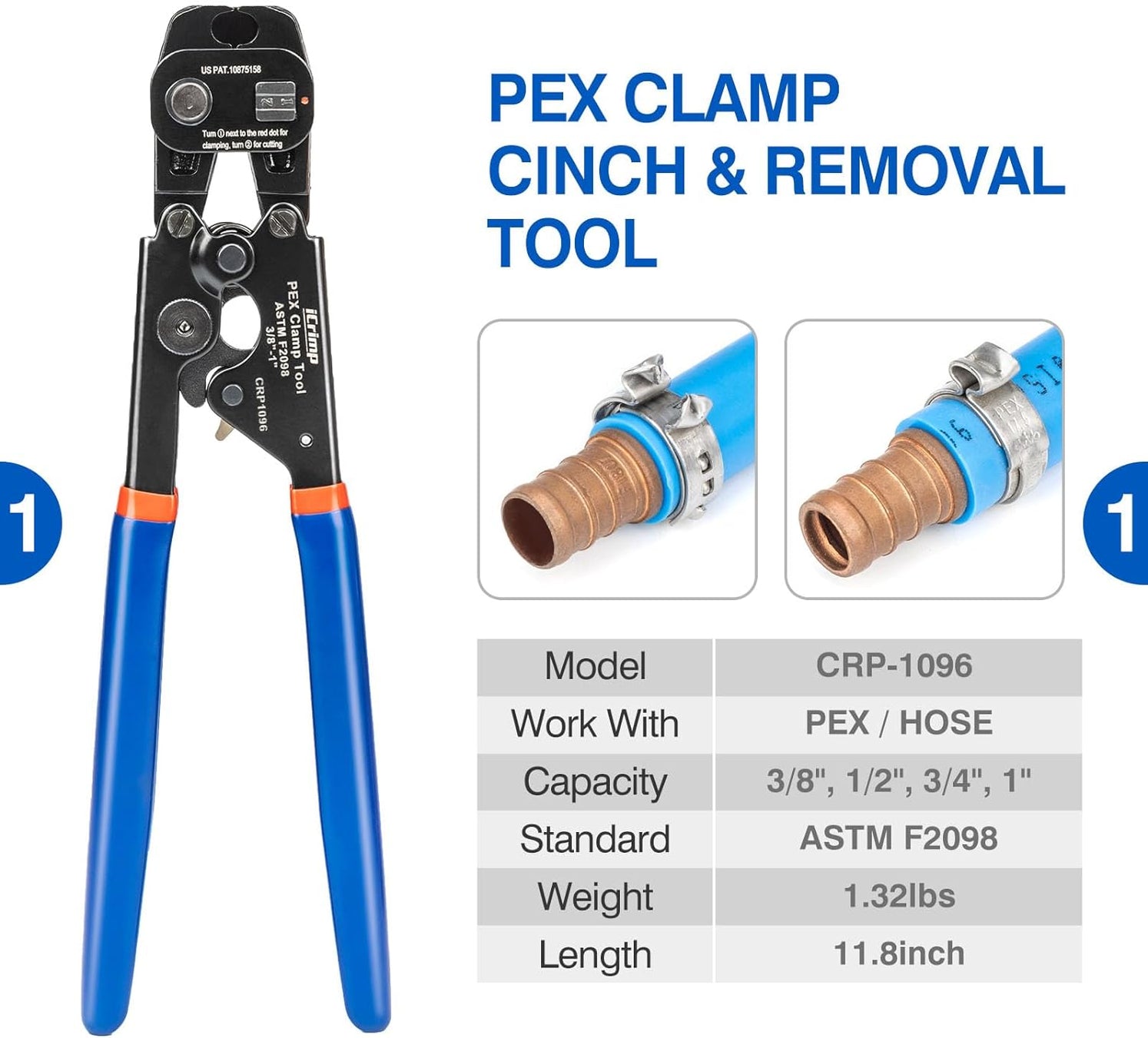 PEX Clamp Tool Kit For 3/8" to 1" Size With Clamp Rings — iCrimp Tools
