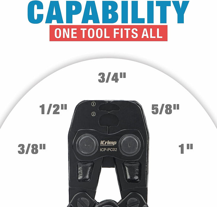 iCrimp PEX Clamp Cinch & Removal Tool for 3/8-in to 1-in Pinch Clamp Rings with 20pcs 1/2-in & 10pcs 3/4-in Clamps, Meets ASTM F2098 Standard