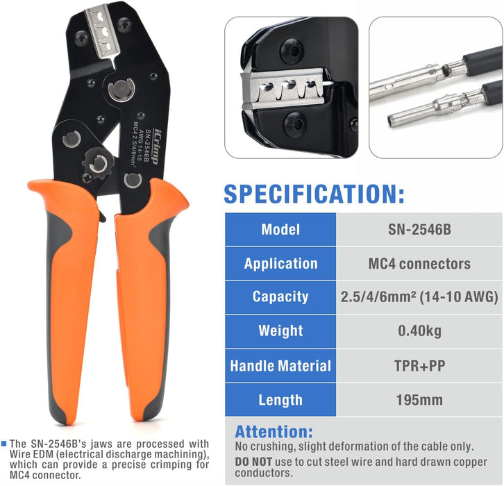 Solar PV Cable Crimping Tool specification