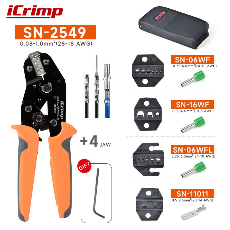 Terminal Crimping Tool With Replaceable SN Series Jaws For
