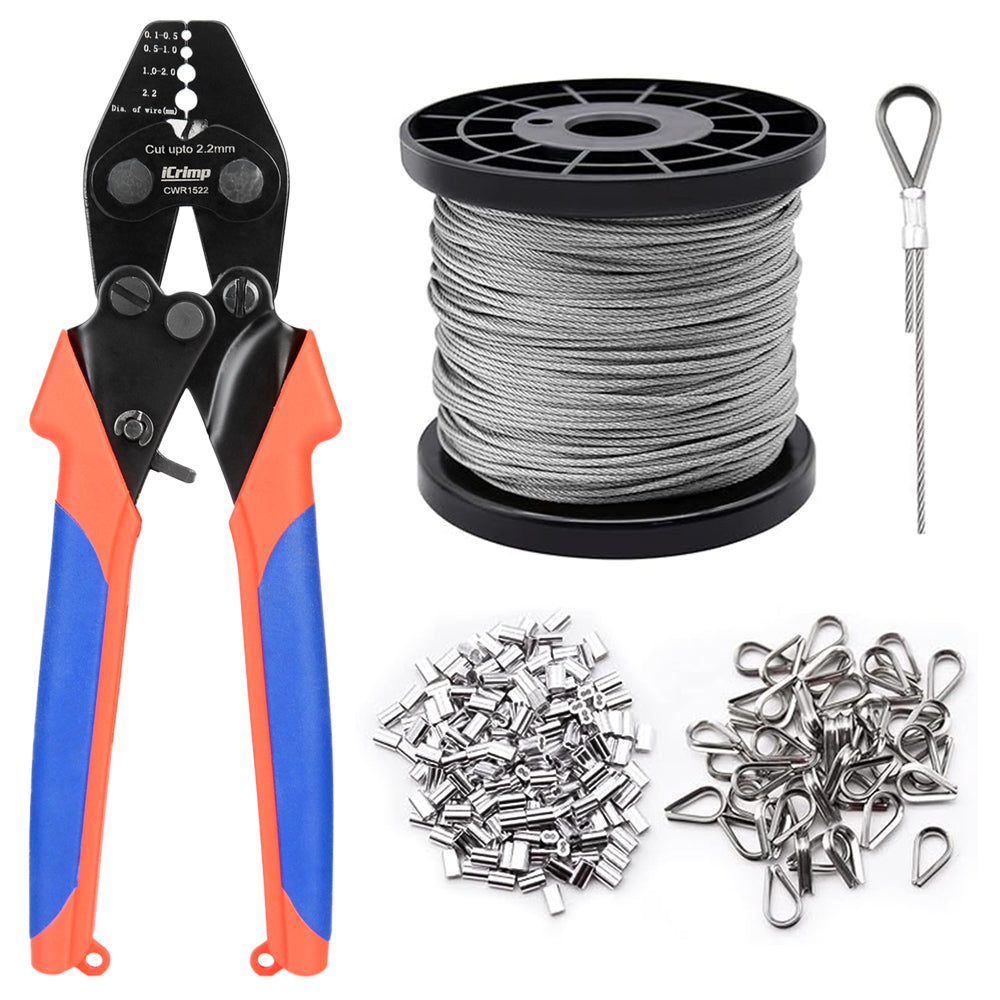 Wire Rope Crimping Tool Kit with Stainless Stee Wire Rope — iCrimp Tools