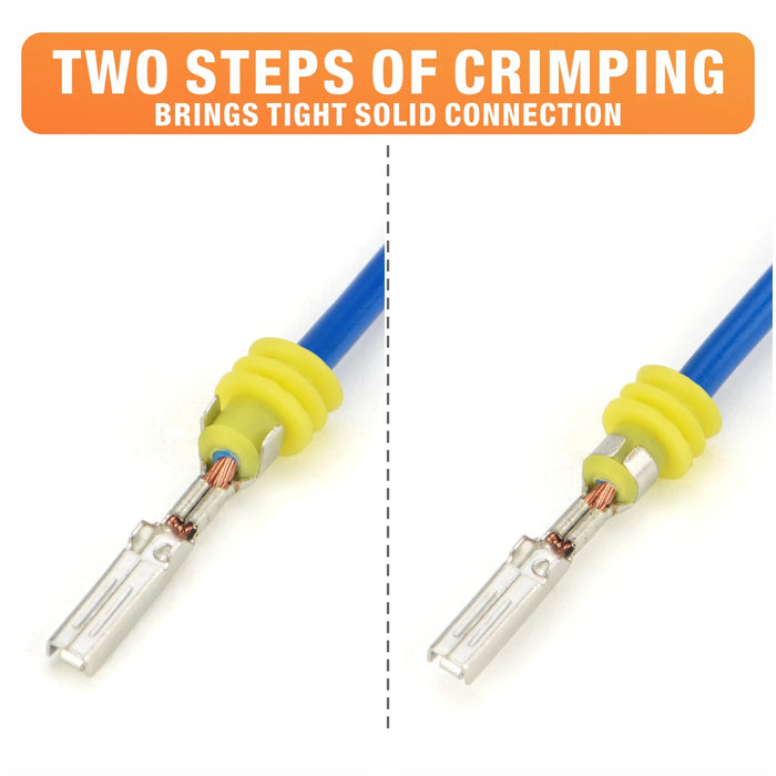 Two steps of crimping