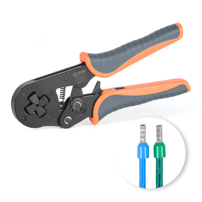 iCrimp HSC8 16-4 Self-adjustable Crimping Tools Plier for AWG10-5 Bootlace End-sleeves Ferrule, Ratchet Wire Crimping Tool