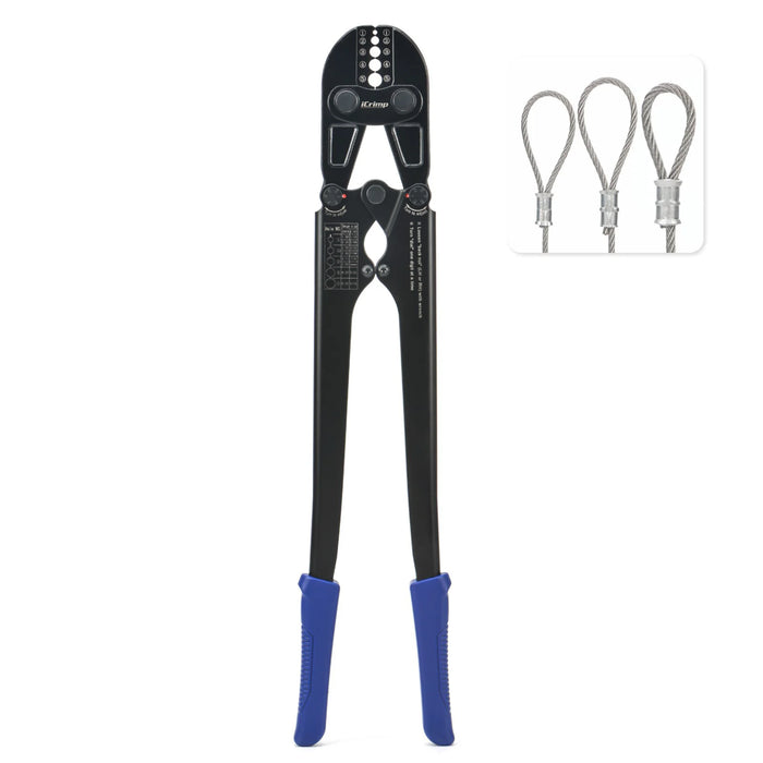 iCrimp Wire Rope Crimping Tool for Aluminum Oval Sleeves,Stop Sleeves,Crimp Ferrules,Crimping Loop sleeve From 1/16 inch to 3/16 inch-24 inch Length