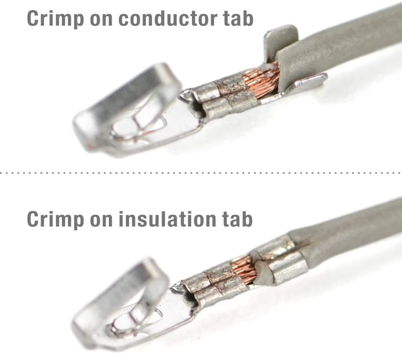 Crimp on conductor and insulation tab